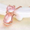 Rose Gold Plated Synthetic Morganite Cat Pendant Necklace for Women Elegant Collarbone Chain Jewelry