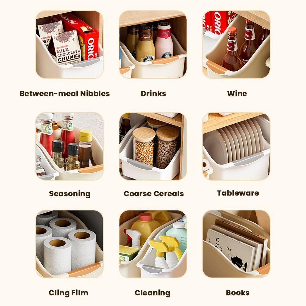 With Bottom Pulley Storage Box Plastic Desktop Organizer  Home Kitchen Office