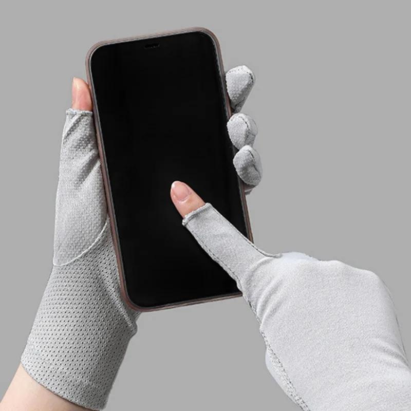 Lady Sunscreen Ice Silk Gloves Female Summer Sun Protection Gloves Fashion Cycling Driving Running Mittens Thin Anti-UV Gloves