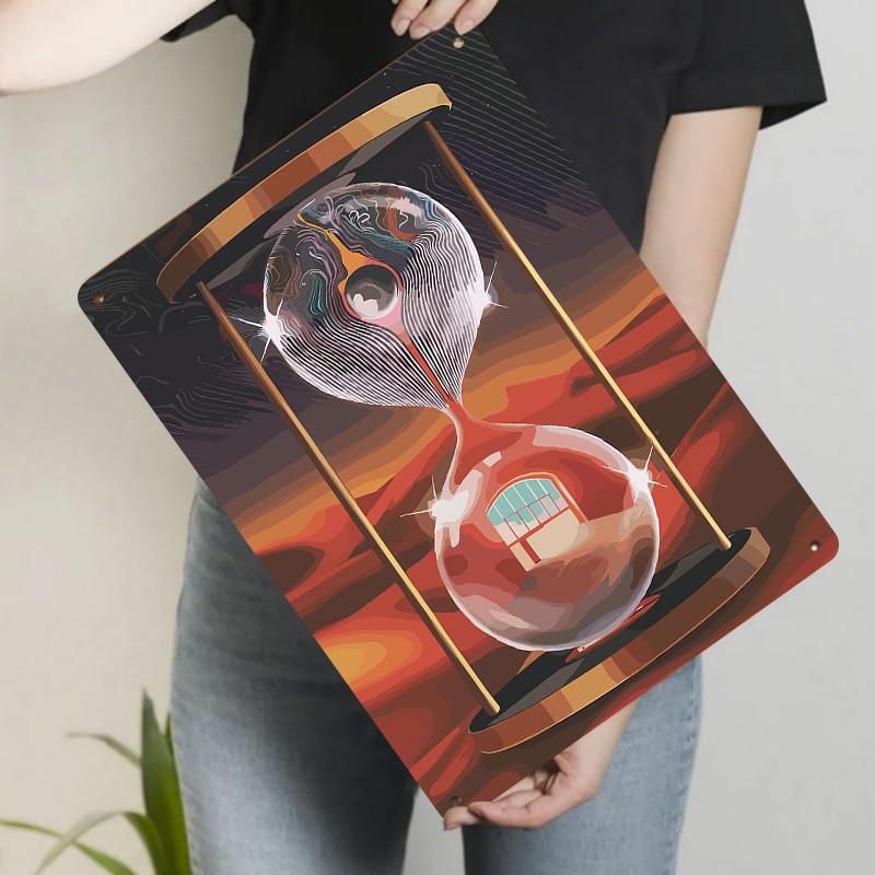 

Creative Cosmic Hourglass Metal Wall Art Modern Home Decor Living Room StudyHanging Decoration 20x30cm（7.8x11.8inch）
