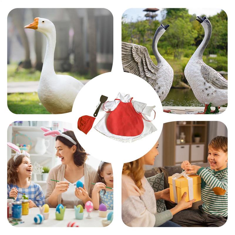 Porch Geese Clothes Spring Lawn Geese Costume For Outdoor Cartoon Patio Pet Statue Chef Outfit For Spring Outdoor Patio Lawn