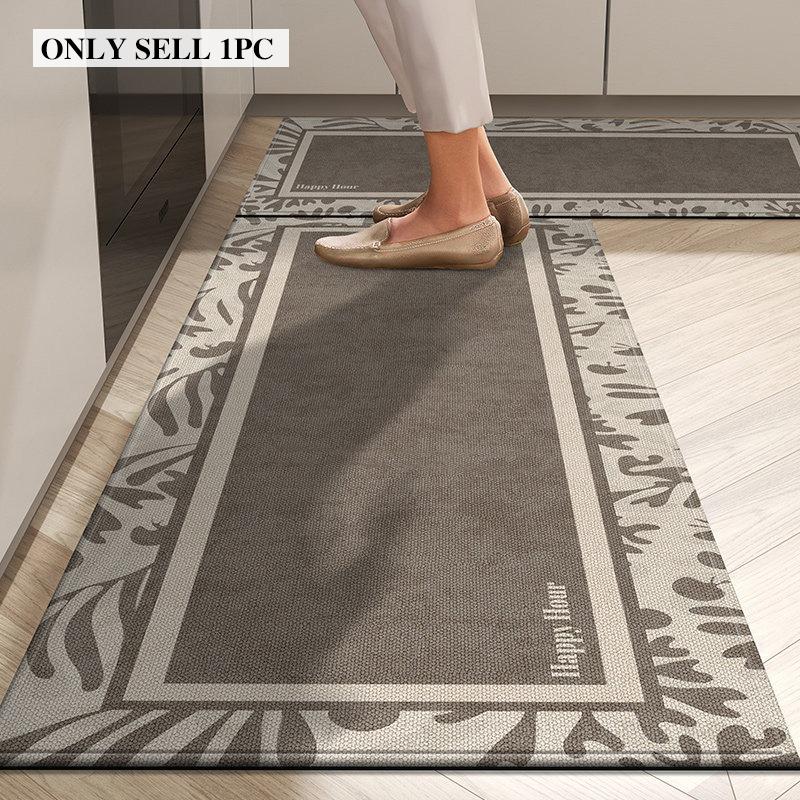 Kitchen Carpet PVC Waterproof Oil Proof Non-Slip Leather Floor Mat Minimalist Geometric Pattern Rug Long Size Home Decor Rugs