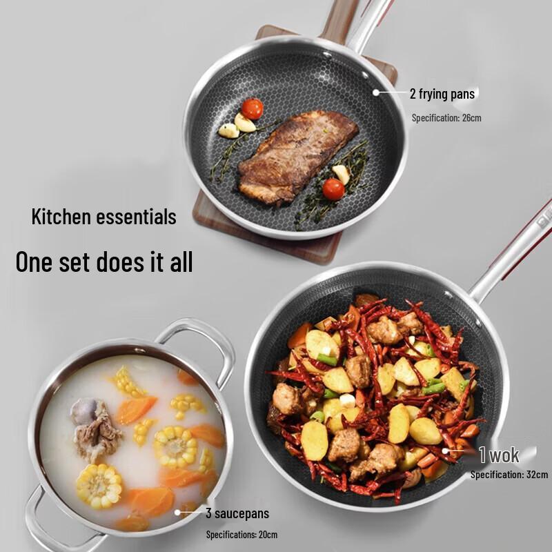 KOBACH Stainless Steel Honeycomb Non-Stick Cookware Set