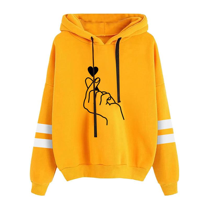 Autumn and winter long sleeved hooded sweatshirt with heart print 6988 L жёлтый 1280₽