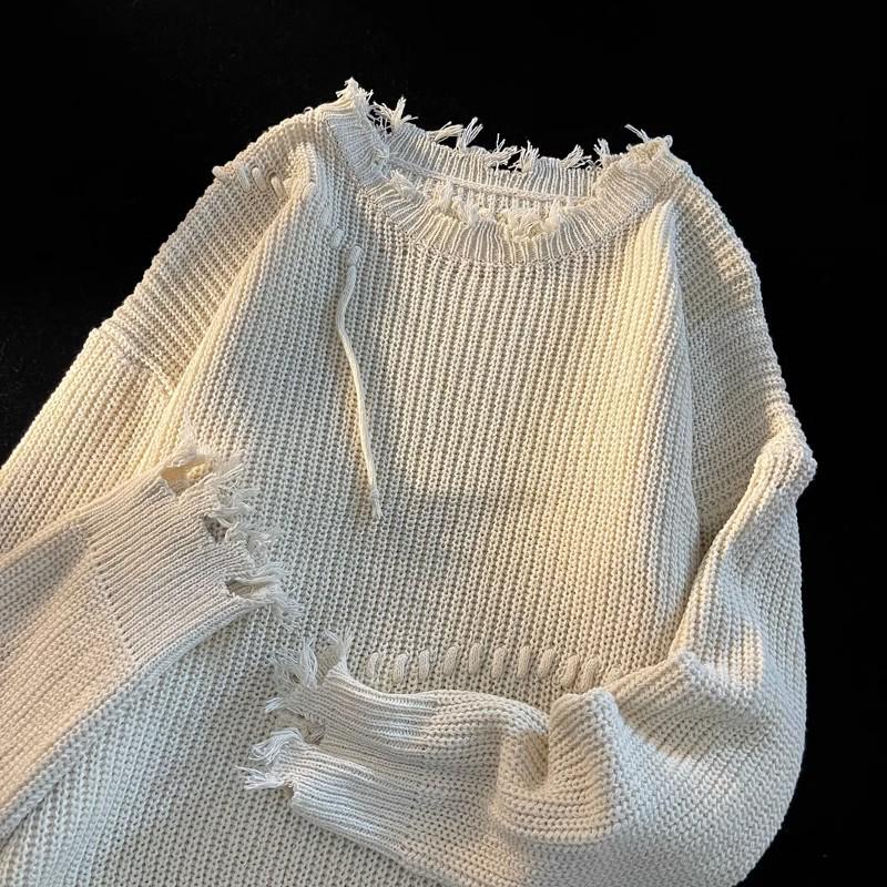 2024 Niche Unisex Distressed Knit Sweater with Exposed Seams