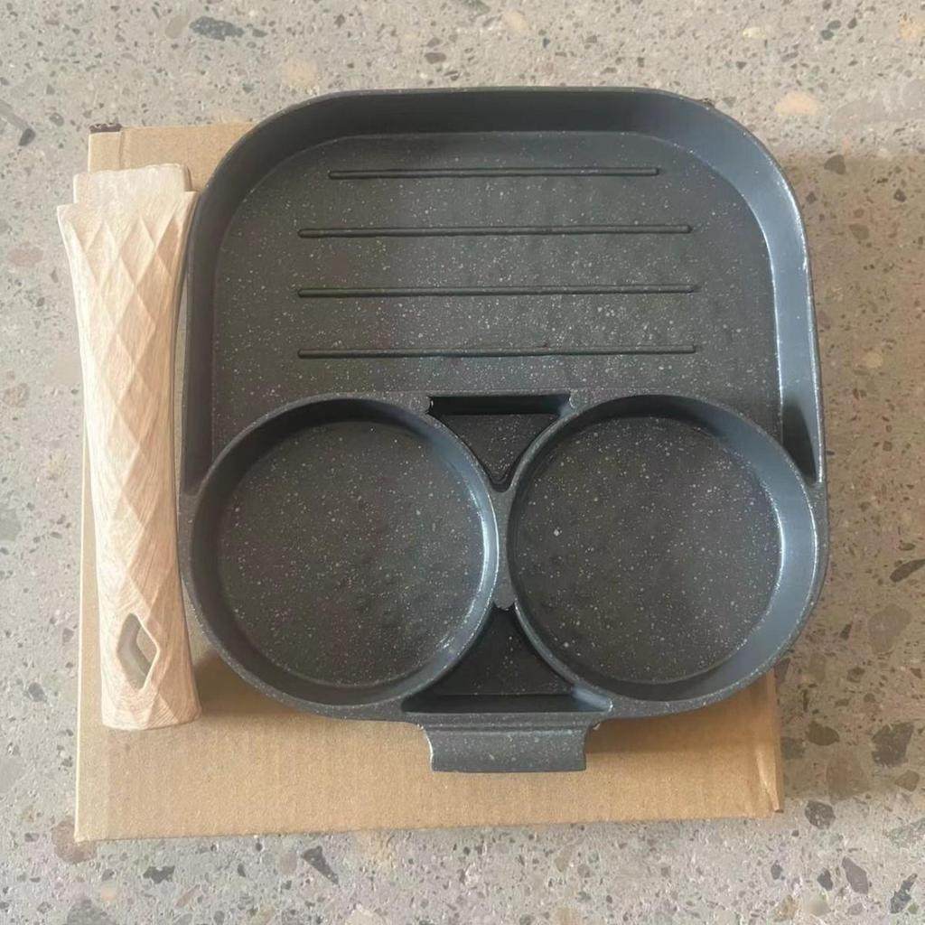 Non-Stick Four-Hole Frying Pan for Burgers, Eggs, and Pancakes