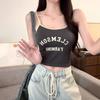 #Summer Letter Print Spice Girl Style Beautiful Back Underwear Women's Suspender Small Vest with Chest Pad Inner Primer