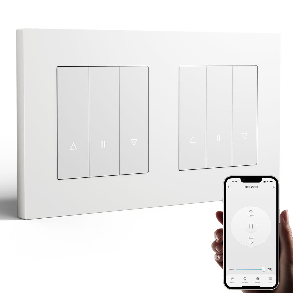 BSEED Zigbee Shutter Switch Series Wall Smart Click Switches Yellow Backlight Plastic Frame Tuya APP Roller Switch