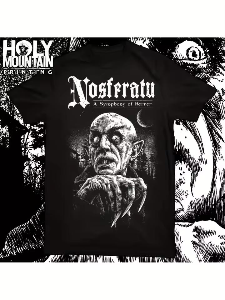 Gothic castle and vampire graphic T-shirt Unisex dark fantasy horror design shirt 1920 retro style casual crew neck short sleeve