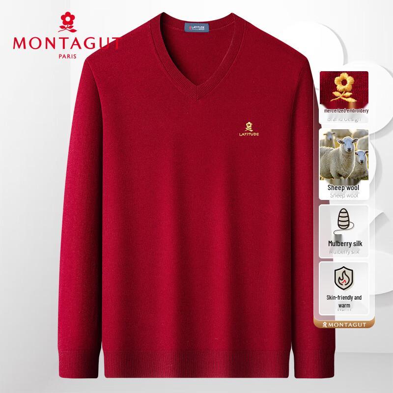 MONTAGUT Men's V-Neck Pullover Knit Sweater