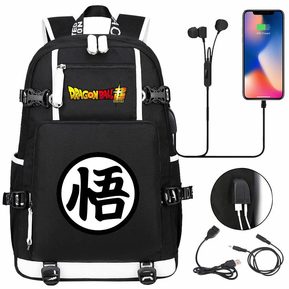 Vegeta Sun Wukong Dragon Ball Ultra USB Headphones Teen Student School Bag Men's and Women's Leisure Travel Backpack