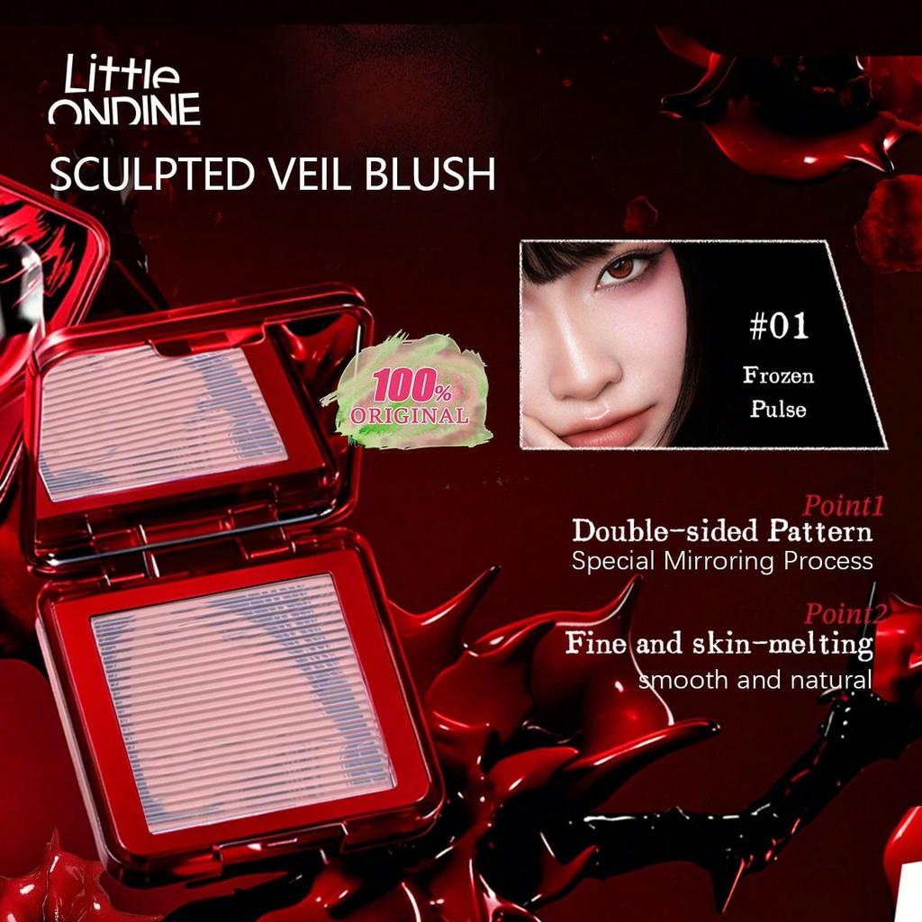 Little ONDINE Sculpted Veil Blush 01/02, Double-Sided Embossed, Breathable Fine Powder, Long-Lasting And Buildable, Suitable For Beginners Daily Use