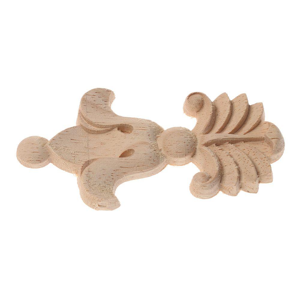 DIY Accessories Furniture Ornament Home Decoration Corner Appliques Floral Carved Woodcarving Rose Flower Wooden Crafts