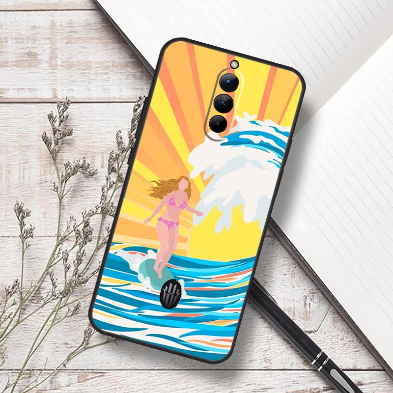 Surfing Art Surf Girl Case For ZTE Nubia Red Magic 8 9 10 8S 9S 10S 11 Pro Plus 6 7 6S 7S Pro 5G 6R 10 Air Funda