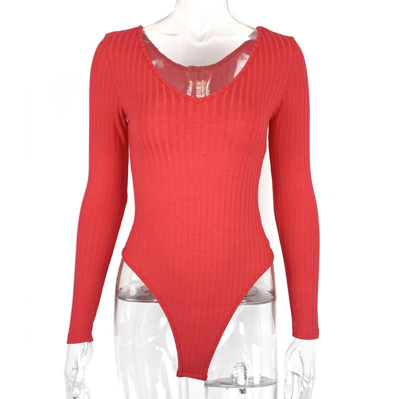 2025 Women's Sexy Slim V-Neck Long-Sleeve Bodysuit for Autumn & Winter