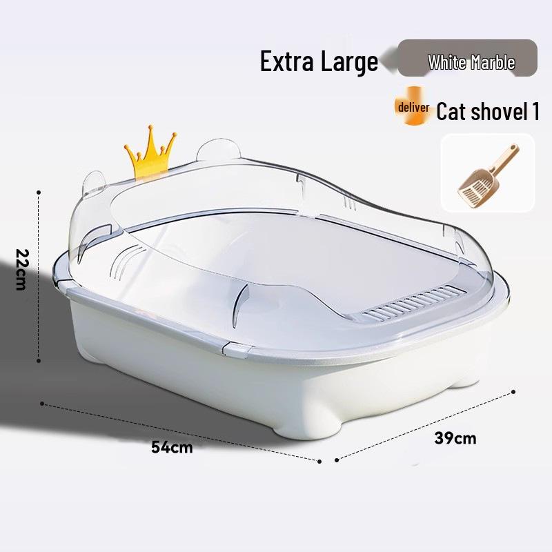Extra Large Splash-Proof Enclosed Cat Litter Box with Sand and Feces Tray & Free Shipping