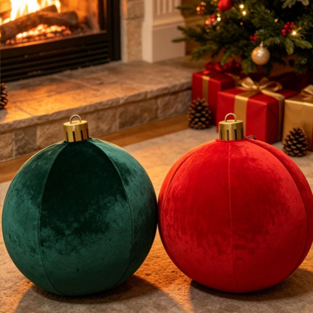 PVC Inflatable Flocked Fabric Baubles Inflatable Christmas Decoration Ball Festive Atmosphere