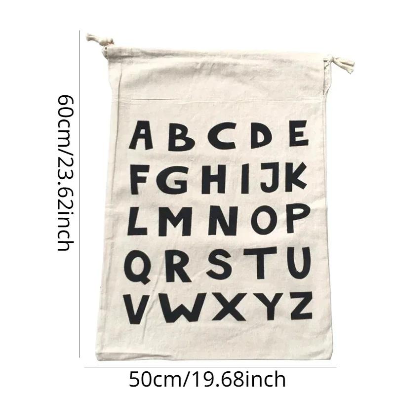 

Linen Cotton Laundry Bag Animal Stripe Drawstring Backpack Cartoon Toy Storage Bag Drawstring Dirty Clothes Bag Organizer Pouch