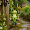 Realistic Frog Swing Statue Garden Statue, Resin Hanging Ornament, Whimsical Cute Figurine for Front Porch Yard Balcony Decoration Decorative