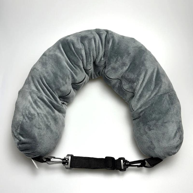 High Quality Adjustable Neck Support Travel Pillow with Storage Pouch for Airplanes серый