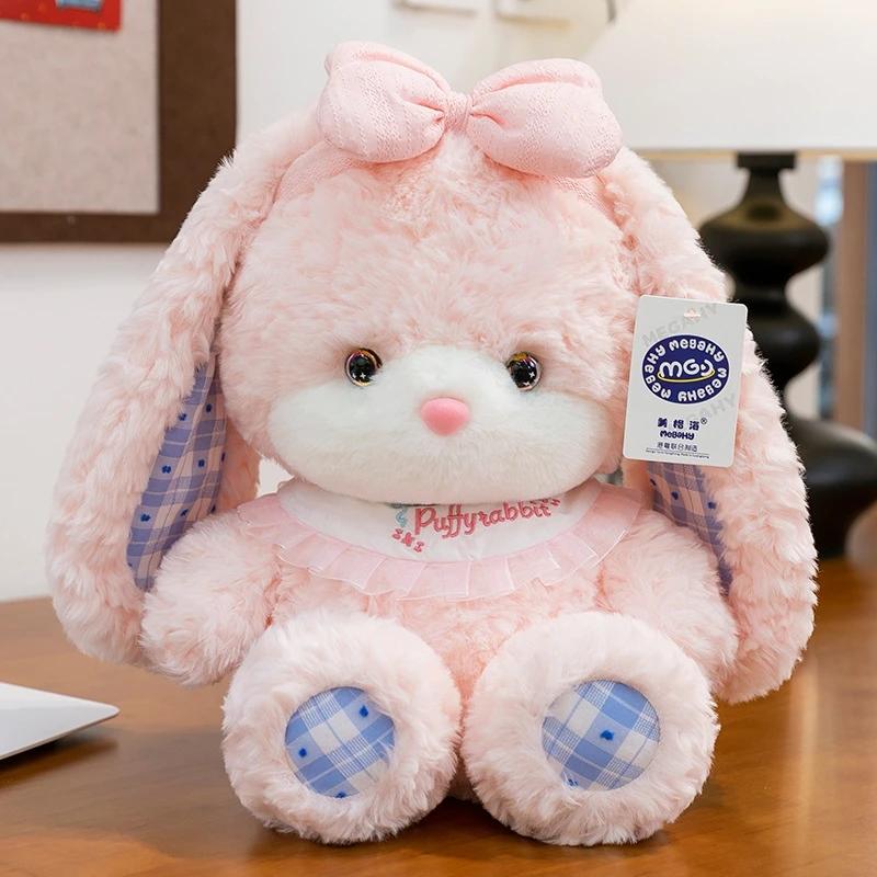 20CM Cute Pink Rabbit Teddy Bear Plush Toy Fluffy Bunny Doll for Girls Soft Stuffed Pillow Sleeping Companion Kid Birthday Gift