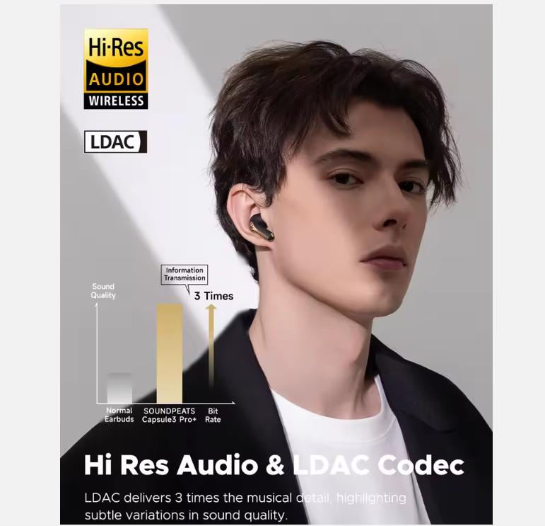 Xiaomi SoundPEATS Capsule3 Pro+ Wireless Earphones Adaptive ANC Bluetooth Headphones Hi Res HiFi Stereo Sound with xMEMS Speaker,LDAC