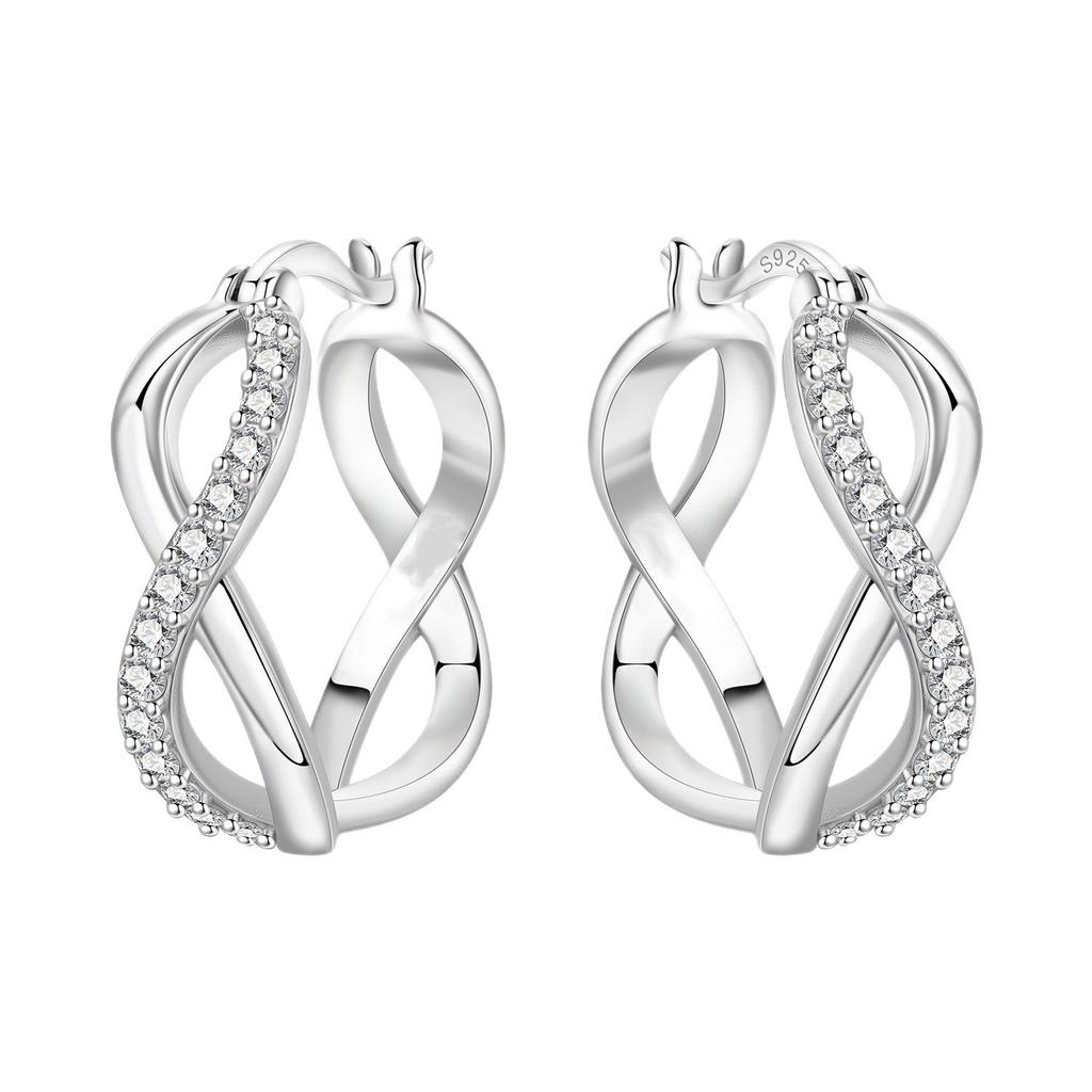 Elegant Heart Zircon Infinity Hoop Earrings Fashionable Advanced Temperament Jewelry For Women