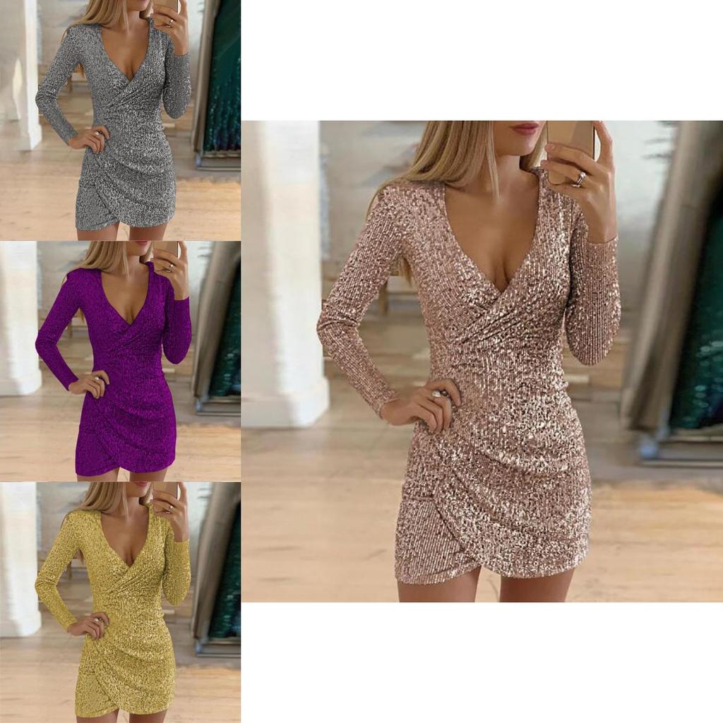 Elegant Women Sequin Christmas Bodycon Dress For Evening Parties And Events