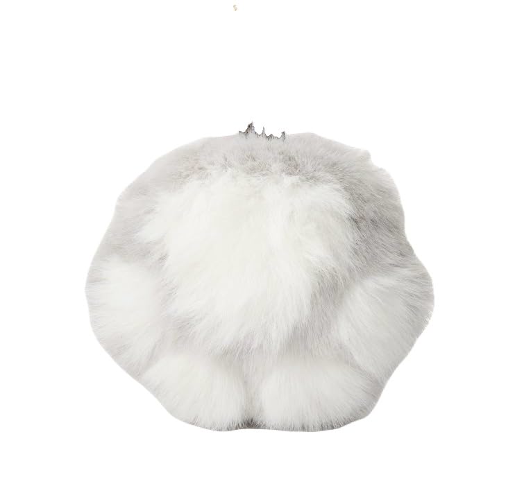 

AVANCE Paw Print DogCat Fur Charm Keychain Keyring, Cute Fluffy Pompom, Popular Accessory for Women (Gray x White)