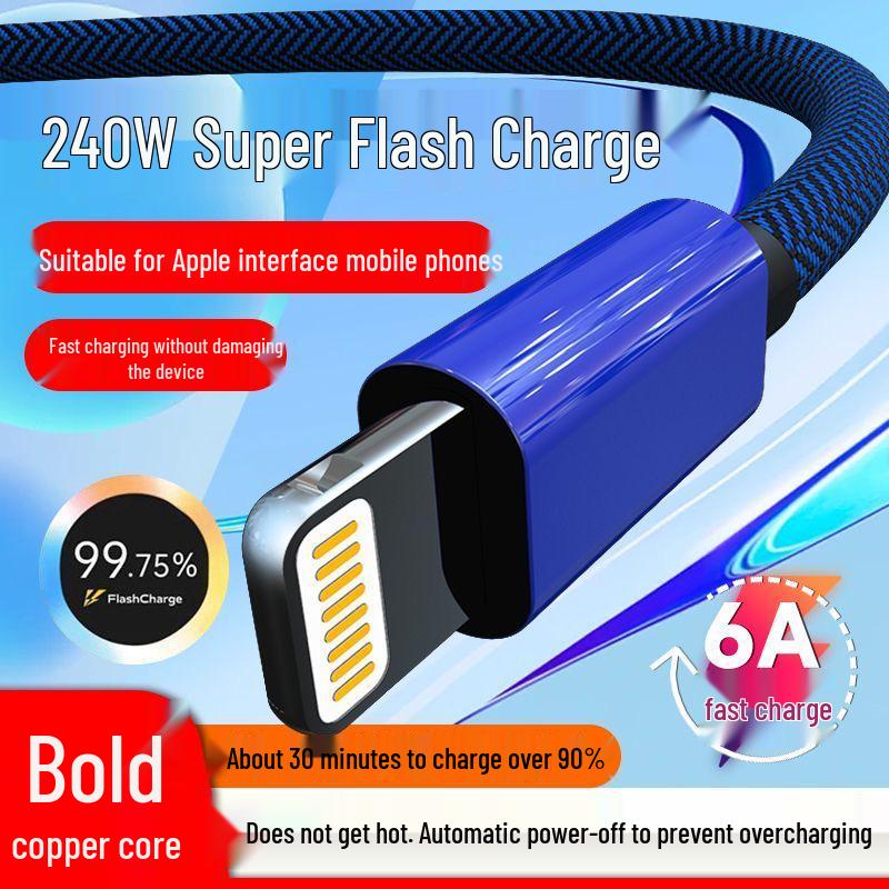 Anti-Overcharge Fast Charging Data Cable for iPhone 8p/11/12/13/14 Max with Smart Power-Off