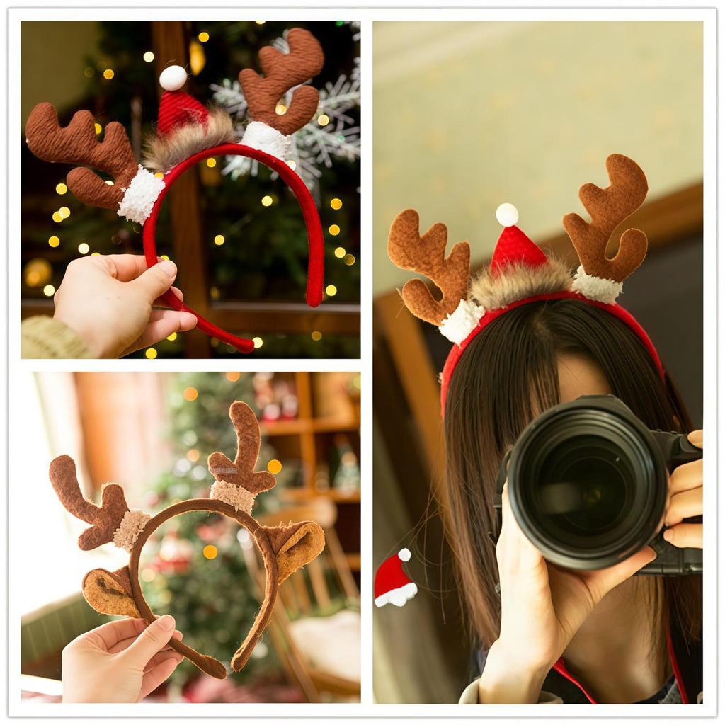 Universal Christmas Antler Headband for Adults & Kids - Festive Hair Clip for Party Dress-Up