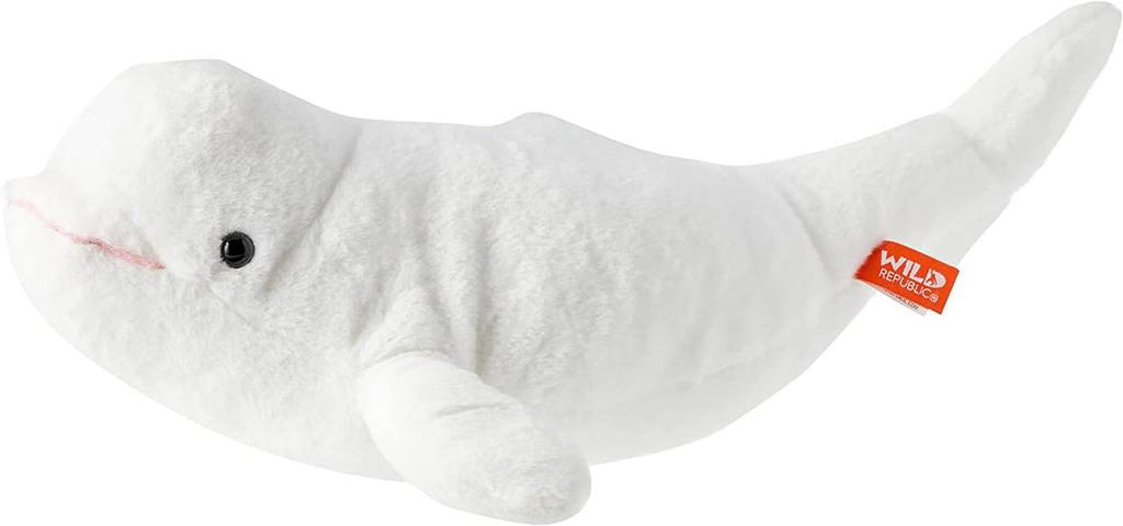 Wild Republic Beluga Whale Plush Realistic Sea Soft to the W24 x D37 x H15cm Toy, Mini, Creature, Touch, (Product Code 22447)