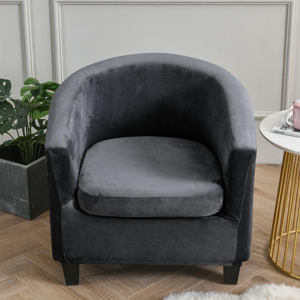 Velvet Club Chair Cover 2pcs/Set Tub Sofa Cover Small Round Sofa Slipcovers for Living Room Couch Cover With Seat Cushion Covers