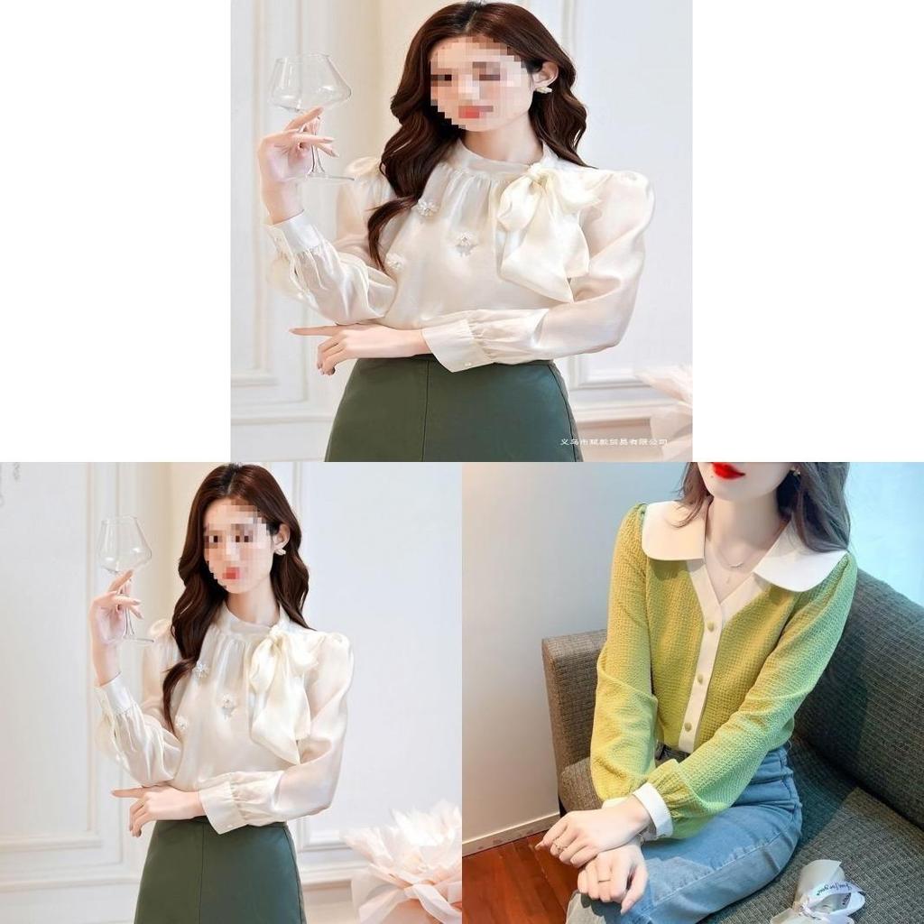 Romantic French Collared Butterfly Tie Blouse With 3d Effect For Spring Office Wear