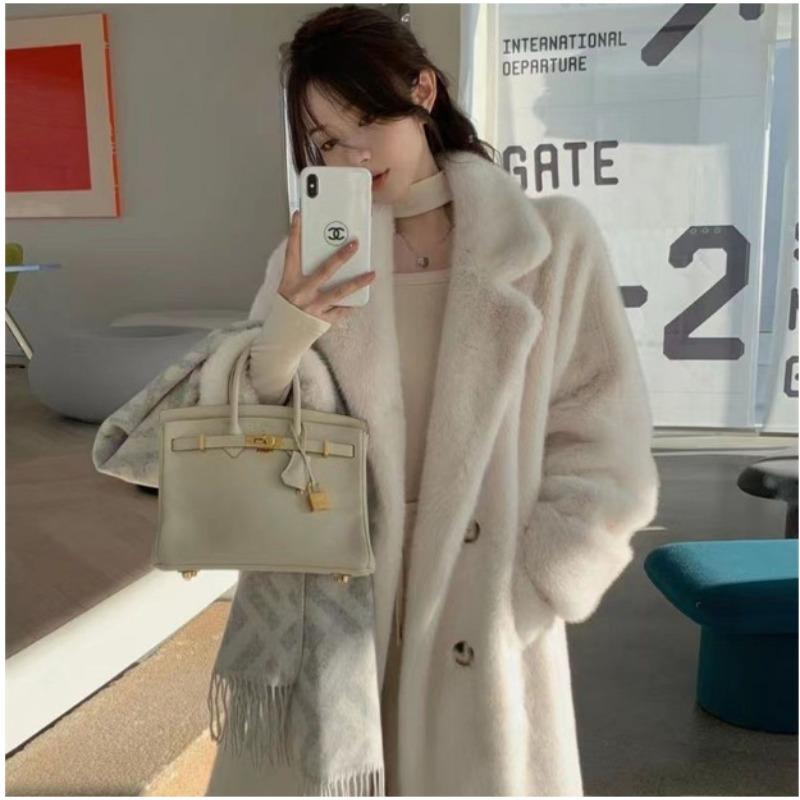 Long Winter Coat Women's Suit Collar Imitation Mink Hair 2 Maillard Fur Fur Coat Trendy Coat