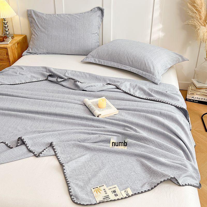 Old Money Style Cotton Linen Throw: Skin-Friendly, Breathable, Antibacterial, All-Season, Summer, Thin Aviation Multifunctional Blanket.
