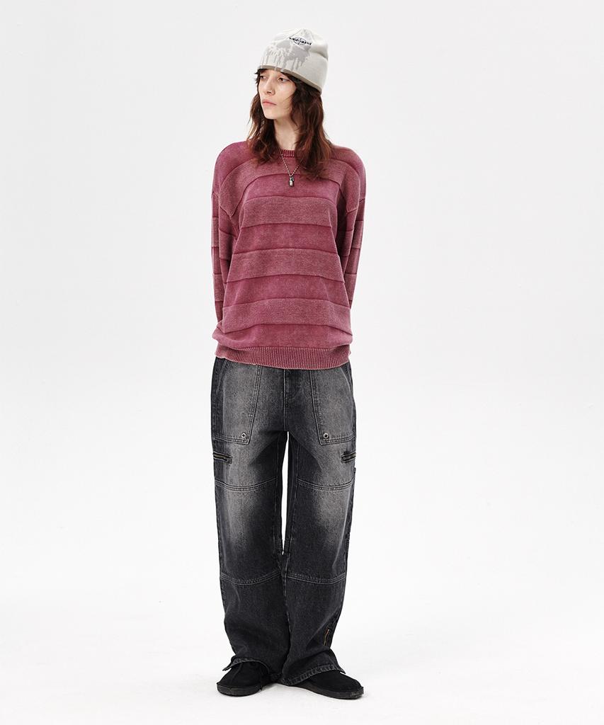 MAHAGRID Washed Stripe Knit Pink(Mg2Esmk600A)
