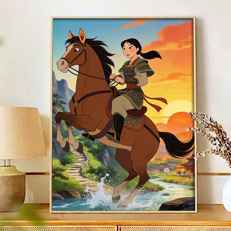 Disney Mulan Riding Horse Diamond Painting Art Kit Handmade DIY5D Home Decor Gift