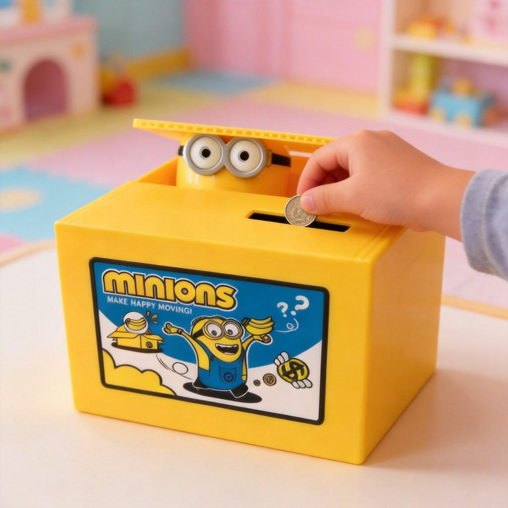 Salvadanaio Minions Giocattolo Portamonete in Resina Cartoon per Bambini Collezionisti Regalo