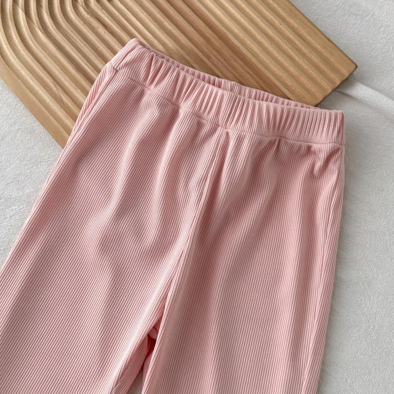 New Summer Outfit For Girls: Short-Sleeve Bell-Bottom Pants Two-Piece Set Stylish Baby Homewear Lightweight