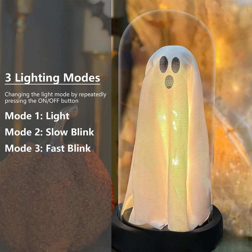 Halloween Decor Halloween Decorations Indoor Light Up  In Cloche Cute  With Light For Home Kitchen Mantel Tabletop Party Decor And Holiday Decor