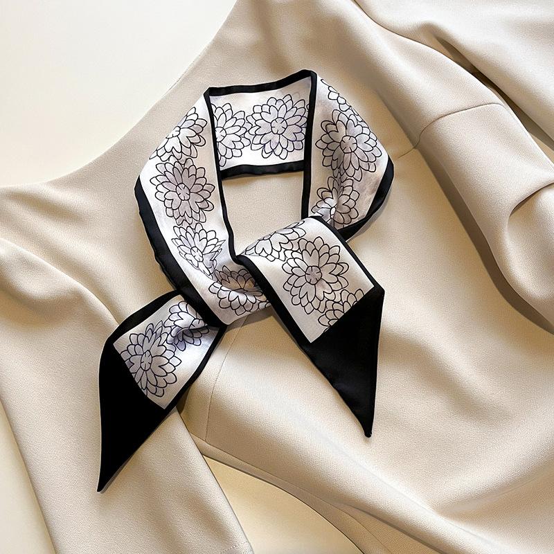 Langer, dünner Seidenschal für Damen, Haarband, Krawatte, Design-Print, Luxusmarke, Haarreifen-Accessoires, coole Mädchen-Schals, Sommer 2021