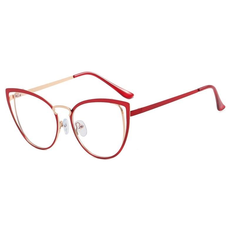 

Fashion Women Glasses Frame Cat Eye Hollow Eyeglasses Frame Vintage Triangular Clear Lens Glasses Optical Spectacle Frame красный
