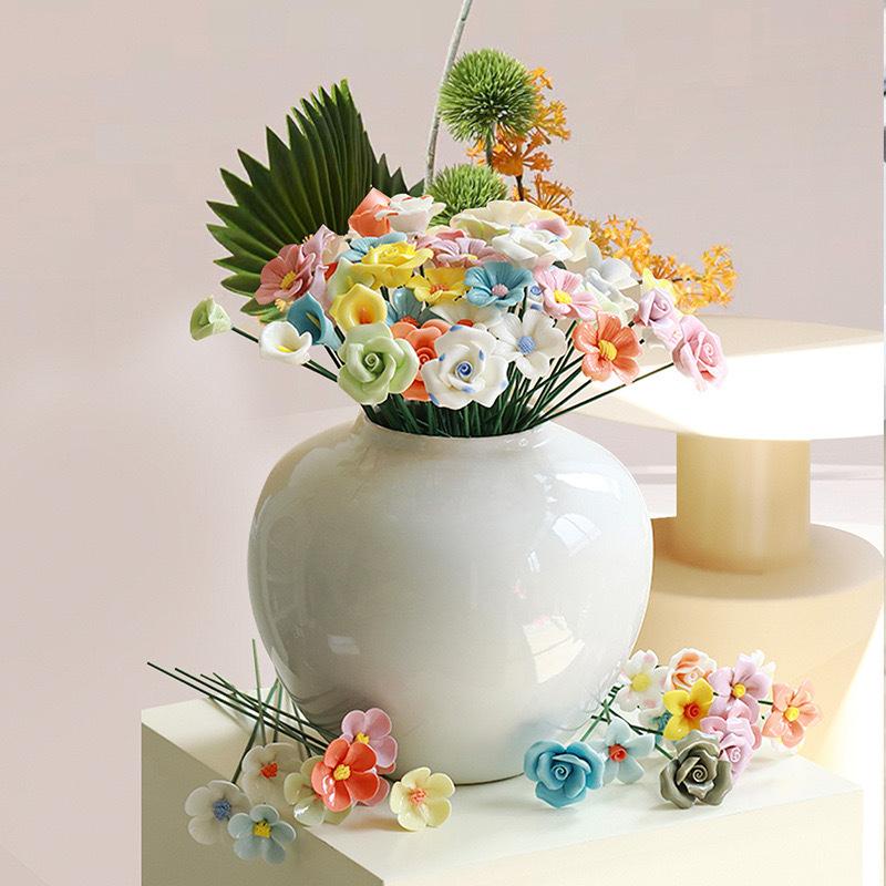 Ceramic Flowers Jingdezhen High Temperature Handmade Simulation Flowers Eternal Life Flower Decorations Creative Gifts Home Furn