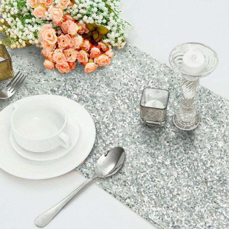 12 "x 108" Glitter Pailletten Tisch Läufer Tuch Hochzeit Läufer Rose Gold Silber Sparkly