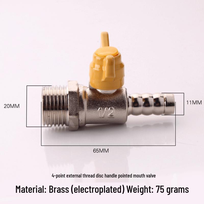 Thickened Double Male Thread Gas Valve for Natural Gas, 4-Point