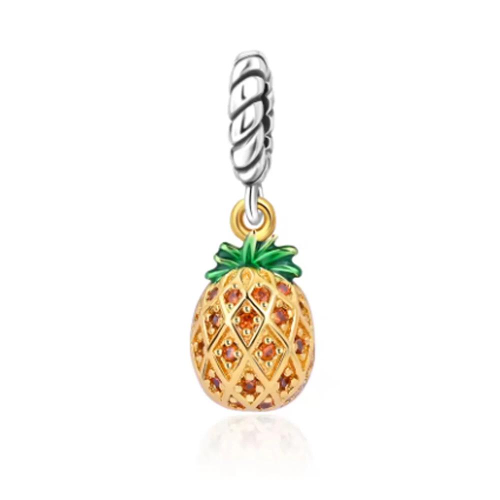 925 Silver Cute Lollipop Ice Cream Pendant Charms Cake Fruit Candy Donut Apple Pizza Beads Necklace DIY Bracelet Jewellery Gift