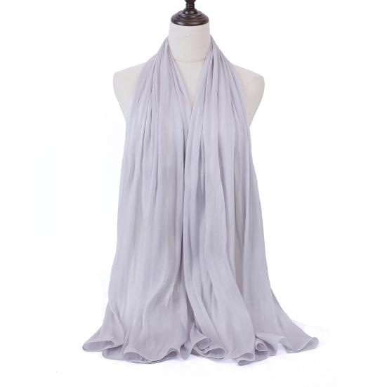 Women Turban Large Size Long Scarf Satin Crepe Fabric Breathable Soft Sheen Headscarf Vacation Photography Sun Protection Shawl