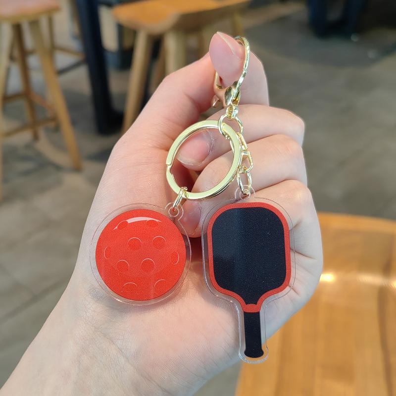 Creative Pickleball Racket Metal Keychain Colorful Hollow Golf Ball Keychains Dink Ball Fans Party Gift Bag Pendant