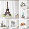 Art Line Drawing Scenery Shower Curtain Waterproof Polyester Bathroom Curtain Room Decor Bathtub Curtain Textured With Hooks
